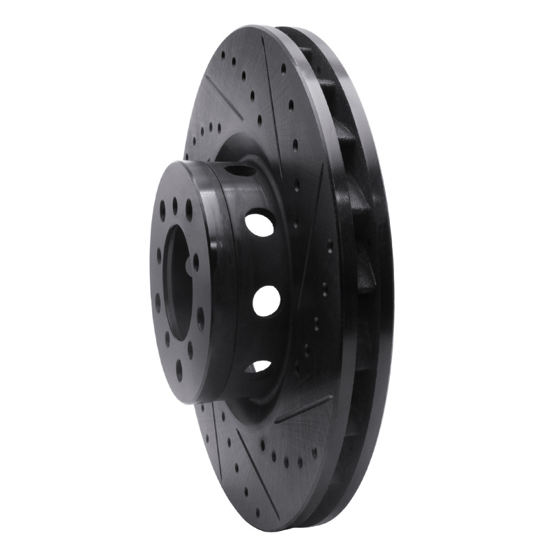 BMW M5 Brake Rotor (1) - Front - R1 Concepts - Drilled & Slotted - Black - `00-`03